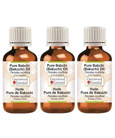 Greenwood Essential Naturreine Babchi (Bakuchi) Oil (Psoralea Corylifolia) Natural therapeutic quality cold -pressed (Pack of Three) 100ml X 3 (10 oz)