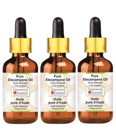Greenwood Essential Pure Elecampane Oil (Inula helenium) with Glass Dropper Cold Pressed (Pack of Three) 100ml X 3 (10 oz)