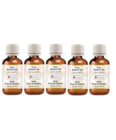 Greenwood Essential Pure Brahmi oil (Bacopa monnieri) Natural Therapeutic Grade (pack of Five) 100ml X 5 (16.9 oz)