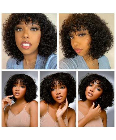 LuvMe Hair 12 Curly Wig with Bangs- Short Human Hair Wigs for Black Women - Buy Online on GoSupps.com