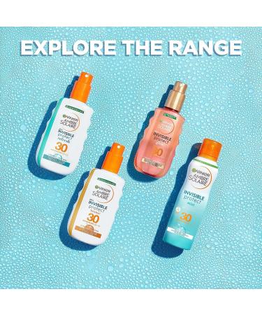 Garnier Ambre Solaire SPF 30 Transparent Sun Cream Spray Quick Dry High Sun Protection Factor 30 Water Resistant Sunscreen Aloe Vera UVA & UVB Protection Invisible Protect Mist 200 ml 200 ml (Pack of 1) SPF 30 - Buy Online on GoSupps.com