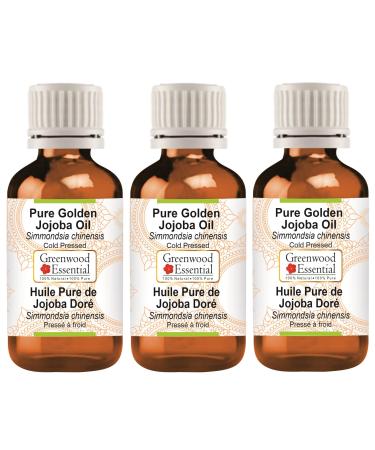 Greenwood Essential Huile de jojoba dor e naturelle (Simmondsia chinensis) press e froid 100 ml x 3 (10 oz)