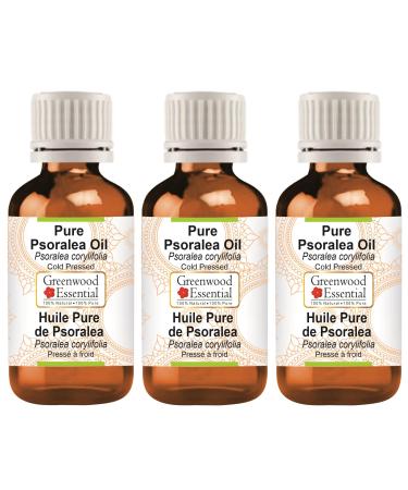 Greenwood essential natural pure psoralea oil (psoralea coryylifolia) natural pure therapeutic quality cold -pressed (pack of three) 100ml x 3 (10 oz) pure psoralea oil 300 ml (1 Pack)