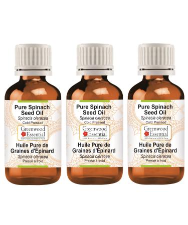 Greenwood essential natural spinach seed oil (spinacia oleracea) natural pure therapeutic quality cold -pressed (pack of three) 100ml x 3 (10 oz)