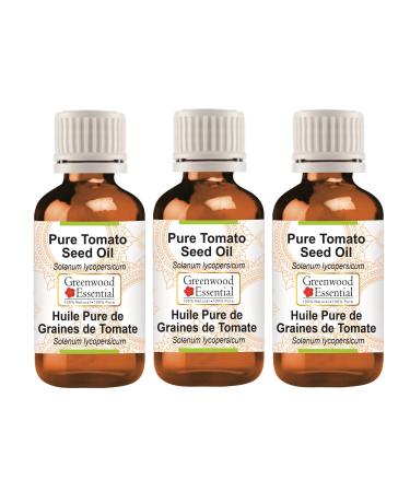 Greenwood Essential Pure Tomato Seed Oil (Solanum lycopersicum) Cold Pressed (Pack of Three) 100ml X 3 (10 oz)
