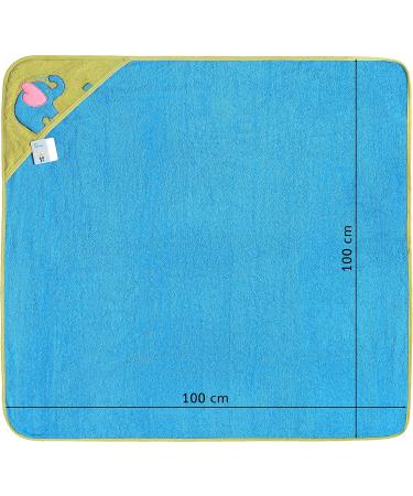 Be Mammy Blue Elephant Hooded Baby Towel - 100% Cotton Oeko-Tex Standard 100 | 100cm x 100cm - Ideal for International Shipping - Buy Online on GoSupps.com