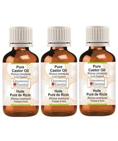 Greenwood Essential Naturreine Castle Oil (Ricinus Communis) Natural Pure Therapeutic Quality Cold -pressed (Pack of Three) 100ml X 3 (10 oz)