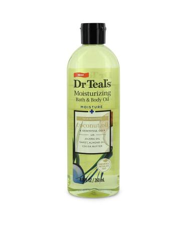 Dr Teal's Moisturizing Bath & Body Oil by Dr Teal's Nourishing Coconut Oil with Essensial Oils, Jojoba Oil, Sweet Almond Oil and Cocoa Butter 8.8 oz for Women