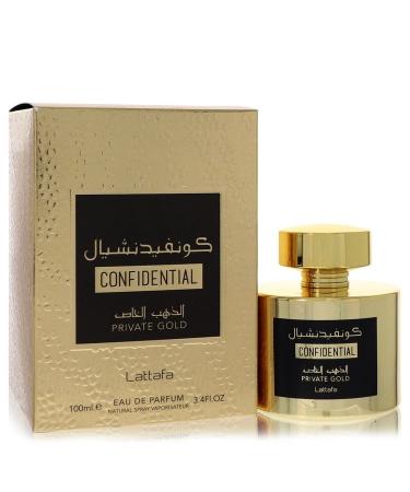 Lattafa Confidential Private Gold by Lattafa Eau De Parfum Spray (Unisex) 3.4 oz for Men
