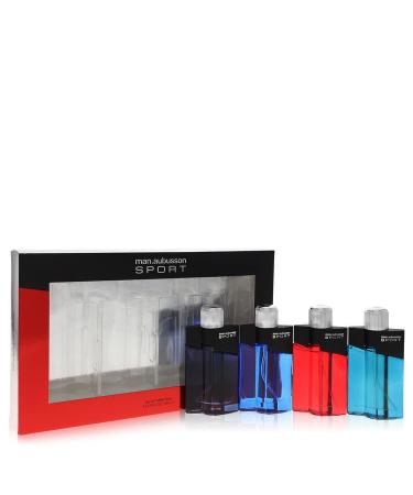 Man Aubusson Sport by Aubusson 4 x 0.5oz Sport EDT Spray ( One each of Sport Blue Sport Red Sport Aqua Sport Black) -- for Men