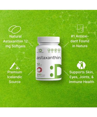Astaxanthin Supplements 12mg 240 Mini Softgels | Natural Antioxidant for Skin, Eyes, Joints & Immune Support - Buy Online on GoSupps.com
