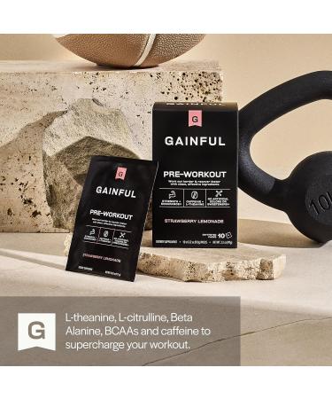 Gainful Pre Workout Powder - Strawberry Lemonade - 10 Servings (Caffeinated) - Buy Online on GoSupps.com