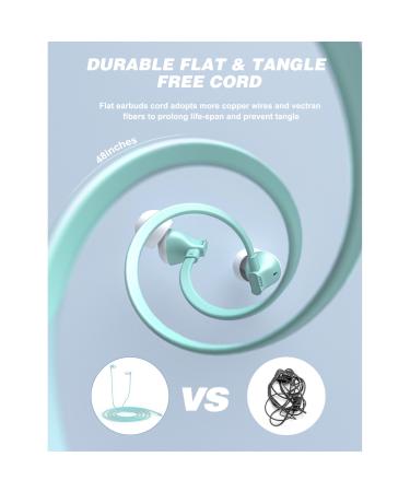 Vogek Tangle-Free Flat Cord Mint Green Earbud Headphones | Ergonomic In-Ear Design - Buy Online on GoSupps.com