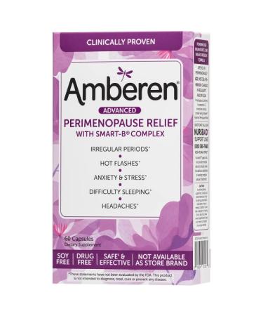 Amberen Peri: Safe Multi-Symptom Perimenopause Relief | Helps Restore Menstrual Regularity & Hormonal Balance | Relieves Fatigue, Stress, Hot Flashes, Anxiety & More - 1 Month Supply 30 Day Supply