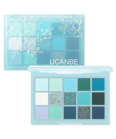 UCANBE Eyeshadow Palette – Shimmer Matte Glitter Metallic Cool Tones Shades 15 Color - Azure Phoenix