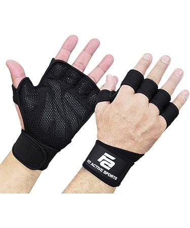 Fit Active Sports New Ventilated Weight Lifting Gloves with Built-In Wrist Wraps Unisex