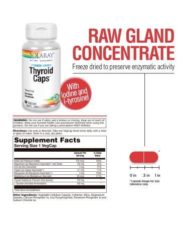 Solaray Freeze Dried Thyroid Caps - 60 Capsules for Optimal Thyroid Support - Buy Online on GoSupps.com