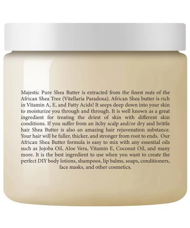 Majestic Pure Shea Butter 16 oz - Raw Unrefined Premium Grade Moisturizer for Dry Skin  Face  Body  Lips  and Hair - Skin & Hair Care Recipes - Buy Online on GoSupps.com