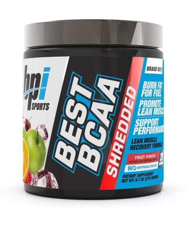 BPI Sports Best BCAA Shredded - Caffeine-Free Thermogenic Recovery Formula - BCAA Powder - Lean Muscle Building - Accelerated Recovery - Weight Loss - Hydration - Fruit Punch - 25 Servings - 9.7 oz.
