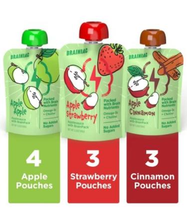 Brainiac Kids Applesauce Pouches - 10 Count, 3.2 oz Apple Flavor | Healthy Snack for Kids - Buy Online on GoSupps.com