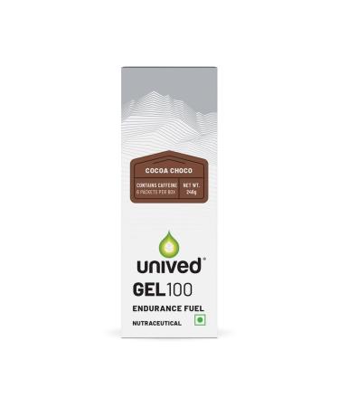 Unived Gel 100 - Vegan Energy Gel for Endurance with Caffeine for Athletes Runners & Cyclists - 100kcal - Cocoa choco - Pack of 6