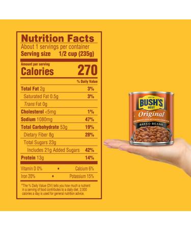 BUSH'S Original Baked Beans with Bacon and Brown Sugar - Pack of 8 - 8.3 Oz. - Buy Online on GoSupps.com