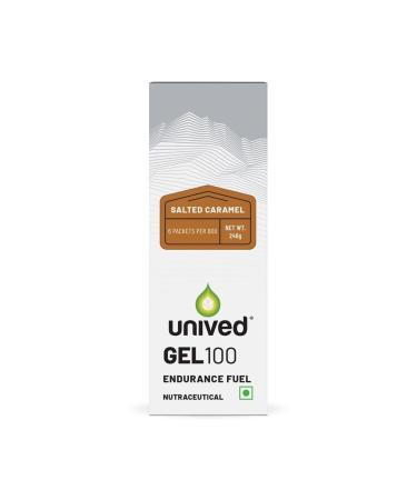 Unived Gel 100 - Vegan Energy Gel for Endurance Athletes Runners & Cyclists - 100kcal - Salted Caramel - Pack of 6 