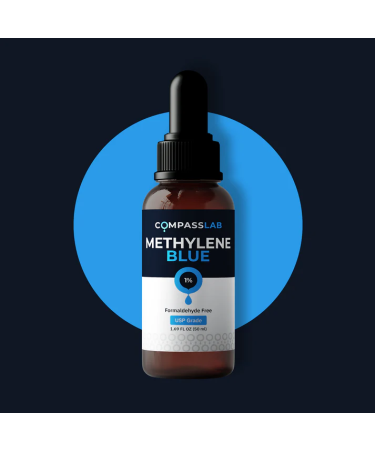 Methylene Blue 1% Compass Laboratory |USP-Grade Methylthioninium Chloride Liquid | High Purity Dietary Supplement for Brain Function & Cognitive Health | No Formaldehyde (1) 50ml Glass Dropper Bottle - Buy Online on GoSupps.com