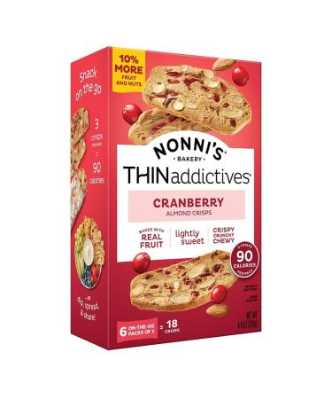 Nonni's THINaddictives Almond Thin Cookies - Cranberry Almond Biscotti Italian Cookies - Sweet & Crunchy Cookie Thins - Perfect with Coffee - Kosher - 4.4 oz 3 Pack - Buy Online on GoSupps.com