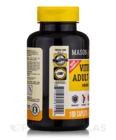 Mason Natural Vitrum 50+ Adult Multi Iron Free - 100 Tablets | Premium Multivitamins for Seniors - Buy Online on GoSupps.com