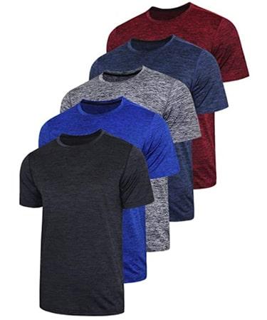 Men’s Active Quick Dry Crew Neck T Shirts 5 Pack