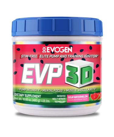 Evogen EVP-3D | Extreme Pre-Workout Pump Ignitor, Arginine Nitrate, Citrulline, Beta-Alanine, Lions Mane | Sour Watermelon