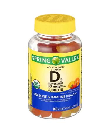 Spring Valley Organic Vitamin D3 Vegetarian Gummies 50mcg - 160 Count | Assorted Fruits - Buy Online on GoSupps.com