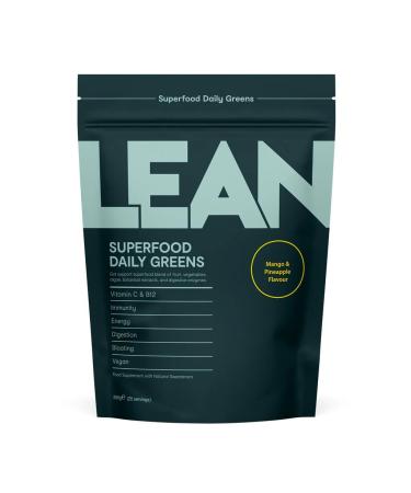 LEAN With Lilly Superfood Daily Greens Powder Blend Designed for Bloating Digestion Gut Health Energy & Immunity. 250g. Superfoods Pre and Pro-biotics and Digestive enzymes. Mango & Pineapple