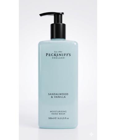 Pecksniff's Hand Wash - Liquid Hand Soap for Soft Skin Natural Revitalising Hydrates and Moisturises Handcrafted in England Cruelty Free Gift of Luxury (Sandalwood & Vanilla) Sandalwood & Vanilla 500