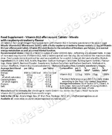 MIVOLIS Vitamin B12 60 effervescent Tablets -  Raspberry-Strawberry - 3 Tubes - Buy Online on GoSupps.com
