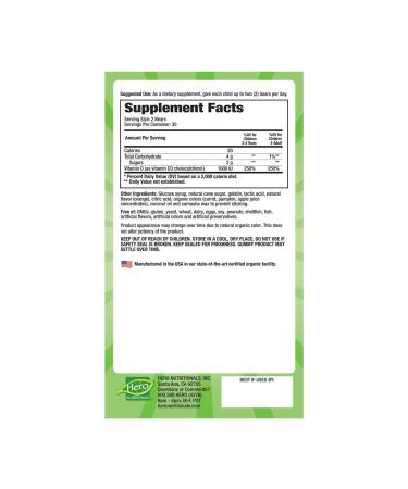 Hero Nutritionals Yummi Bears Vitamin D3 Gummies - 60 Count | Delicious & Effective - Buy Online on GoSupps.com