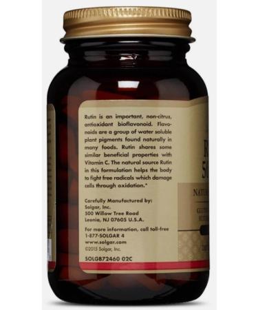 Solgar Rutin 500mg 100 Tablets - Antioxidant Bioflavonoid Supplement (Vegan, Gluten-Free, Dairy-Free, Kosher) - 100 Servings - Buy Online on GoSupps.com