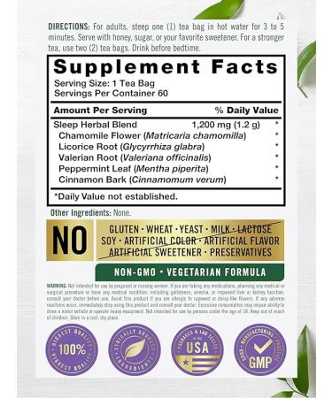 Carlyle Sleep Tea | 50 Tea Bags | Caffeine Free Herbal Blend | Promotes Restful Sleep | Non-GMO & Gluten Free - Buy Online on GoSupps.com