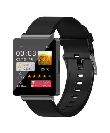 KS01 Non-Invasive Blood Glucose Test Smart Watch New Bluetooth Watch Built in NFC for Android & iOS (Color : Black)