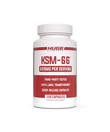Huge Supplements KSM-66 Ashwaghanda QUICK Release Capsules 600mg of Clinically Studied KSM66 - 120 Capsules