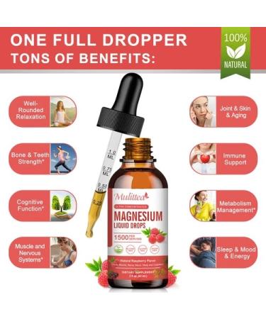 2-Pack Magnesium L-Threonate Supplement 1000mg for Nerv & Muscle Support - NATURAL RASPBERRY FLAVOR Liquid Drops - Promotes Relaxation & Sleep - 2 Fl Oz - Buy Online on GoSupps.com