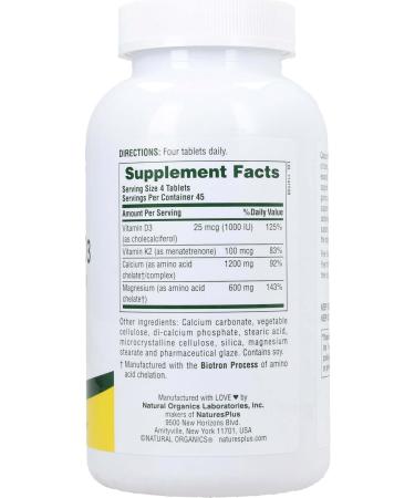 Nature's Plus CalMagVitamin D3 & K2 - 180 Tablets for Bone Health - Buy Online on GoSupps.com
