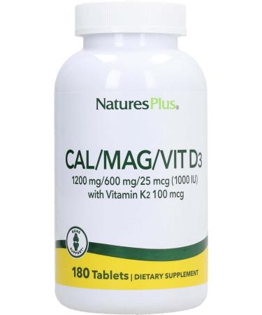Nature's Plus Cal/Mag/Vit D3 with Vitamin K2 180 Tablets
