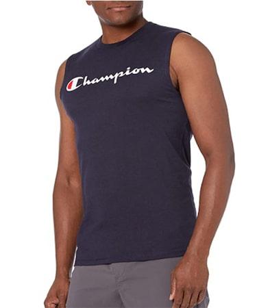 Champion Men's Classic Jersey Muscle Tee Screen Print Script