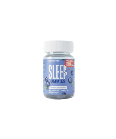 Braineffect Sleep rubber (60 pieces) - vegan melatonin rubber with blueberry taste - melatonin gummy bears for reduced sleep time 60 pieces (1 Pack)