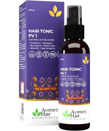 AVIMEE HERBAL Hair Tone PV1 Scalp Spray | Hair Growth Spray | Promotes Growth  Soothes Itchiness  Reduces Dandruff | 100% Moisturizing & Non-toxic | Natural DTH Blocker | For All Hair Types (100 ml)
