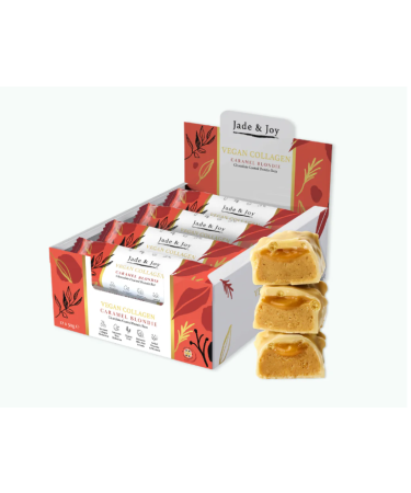 Jade & Joy Wellbeing Caramel Blondie - Low Calories High in Protein and Fibre Low in Sugar Gluten and Dairy Free - 12 x 44g