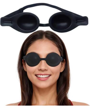 Moisture Chamber Glasses for Dry Eyes - Vowleike Soft Silicone Sleep Goggles Reusable Comfortable & Lightweight Sleep Mask CPAP Compatible Elastic and Stretchable Strap (Black)