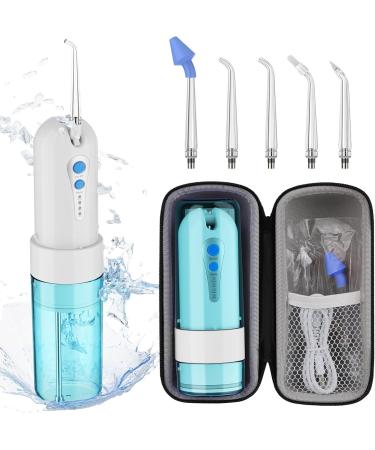 Water Flosser Professional Cordless for Teeth KOOVON Portable Travel Teeth Cleaner - Electric Rechargeable Dental Oral Irrigator with 4 Modes  5 Replacement Tips IPX7 Waterproof Travel Bag